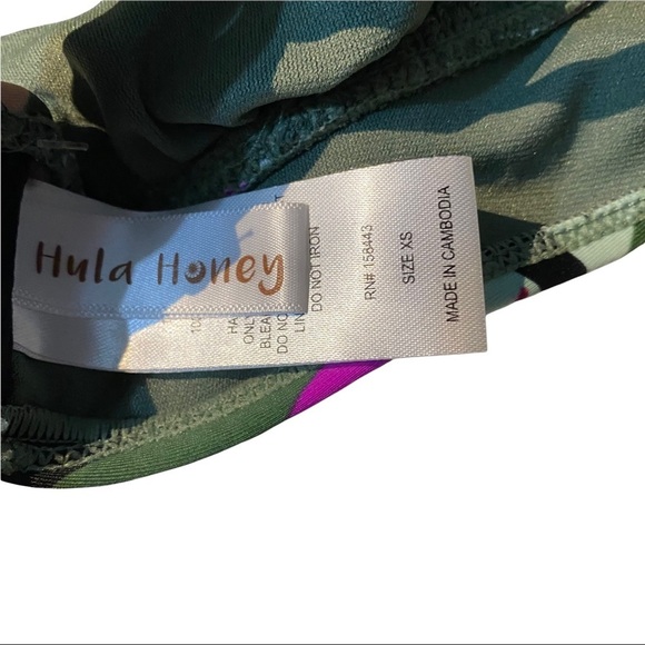 Hula Honey Hyper Tropics Green Fuchsia Blue Plunge Strappy Bikini Top Sz XS NWT - Picture 6 of 8